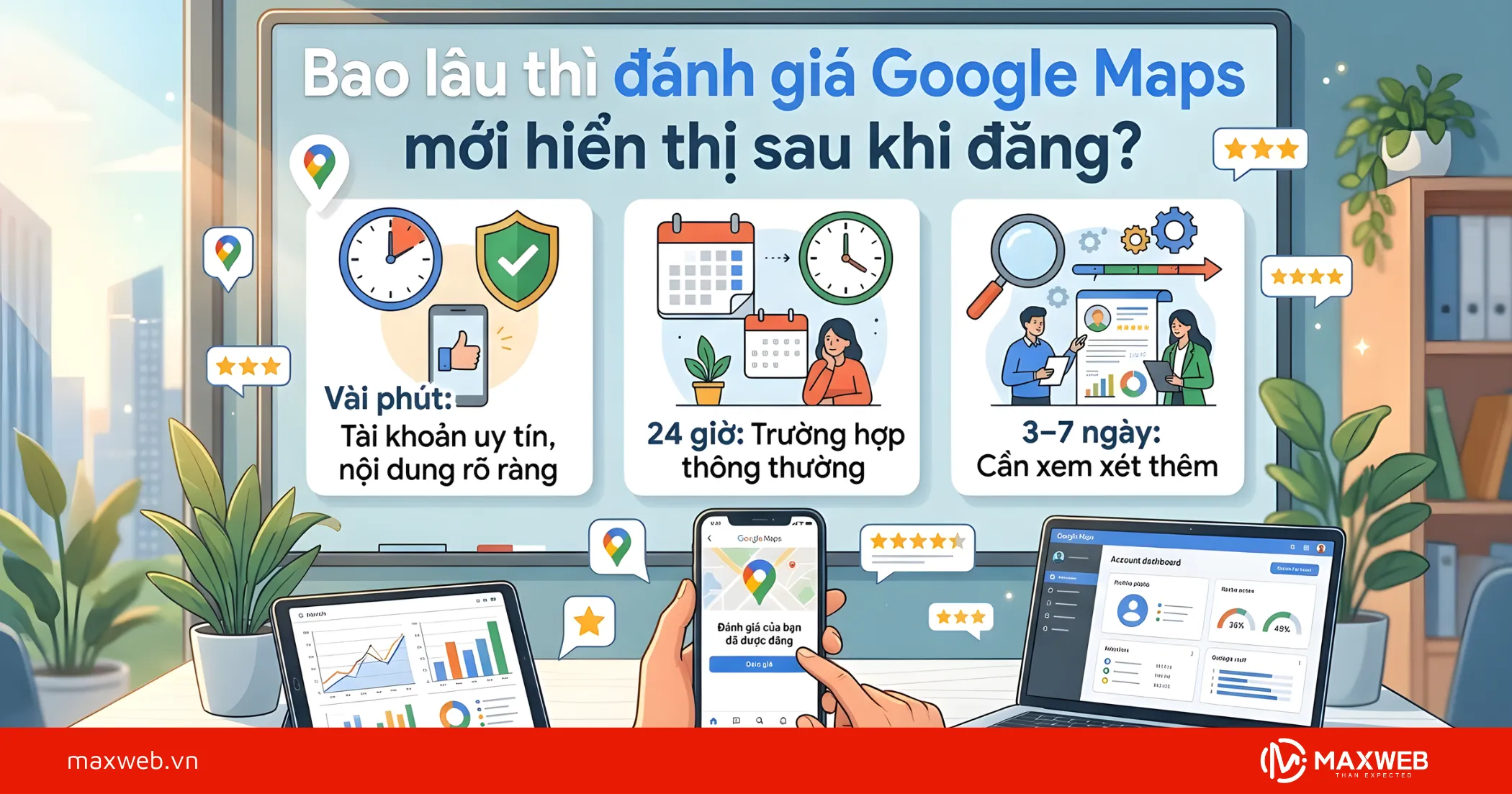 Bao lâu thì đánh giá Google Map mới hiển thị sau khi đăng?