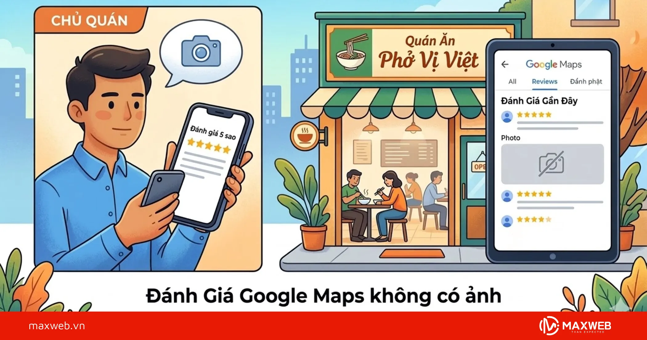 Đánh giá Google Maps không có ảnh