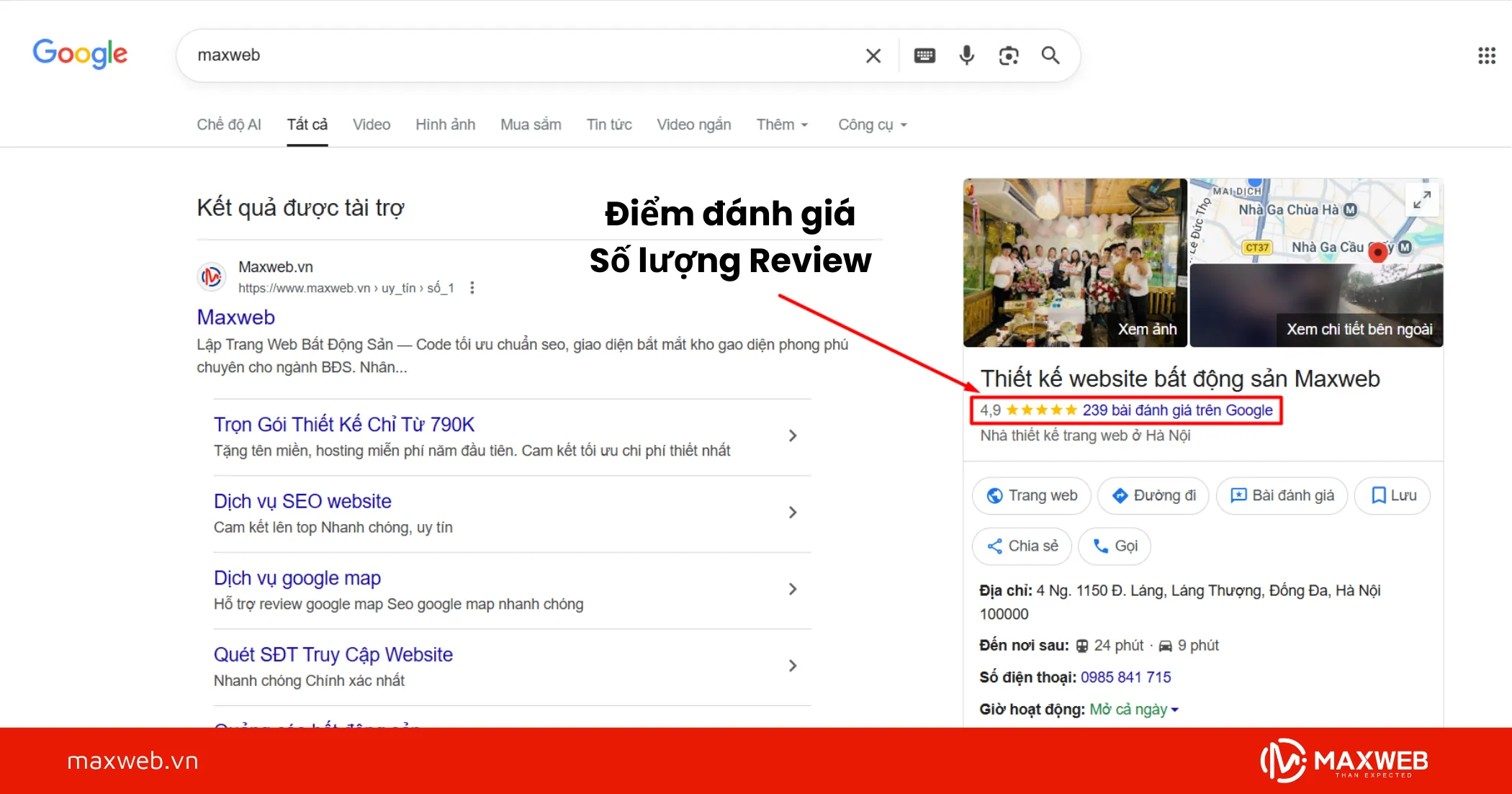Điểm đánh giá và số lượng Review (Rating & Reviews)