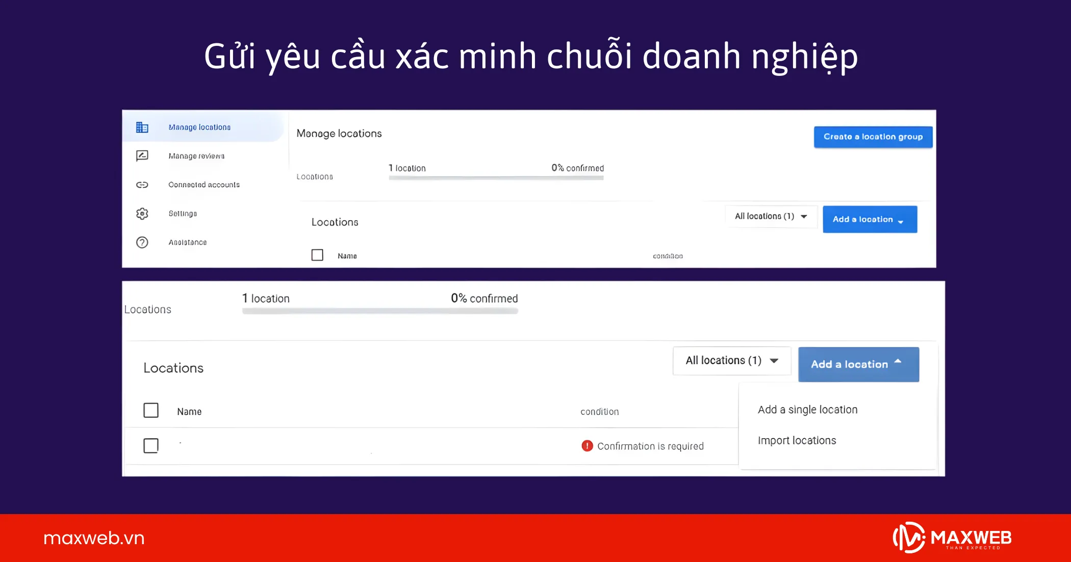 Gửi yêu cầu xác minh chuỗi doanh nghiệp tới Google