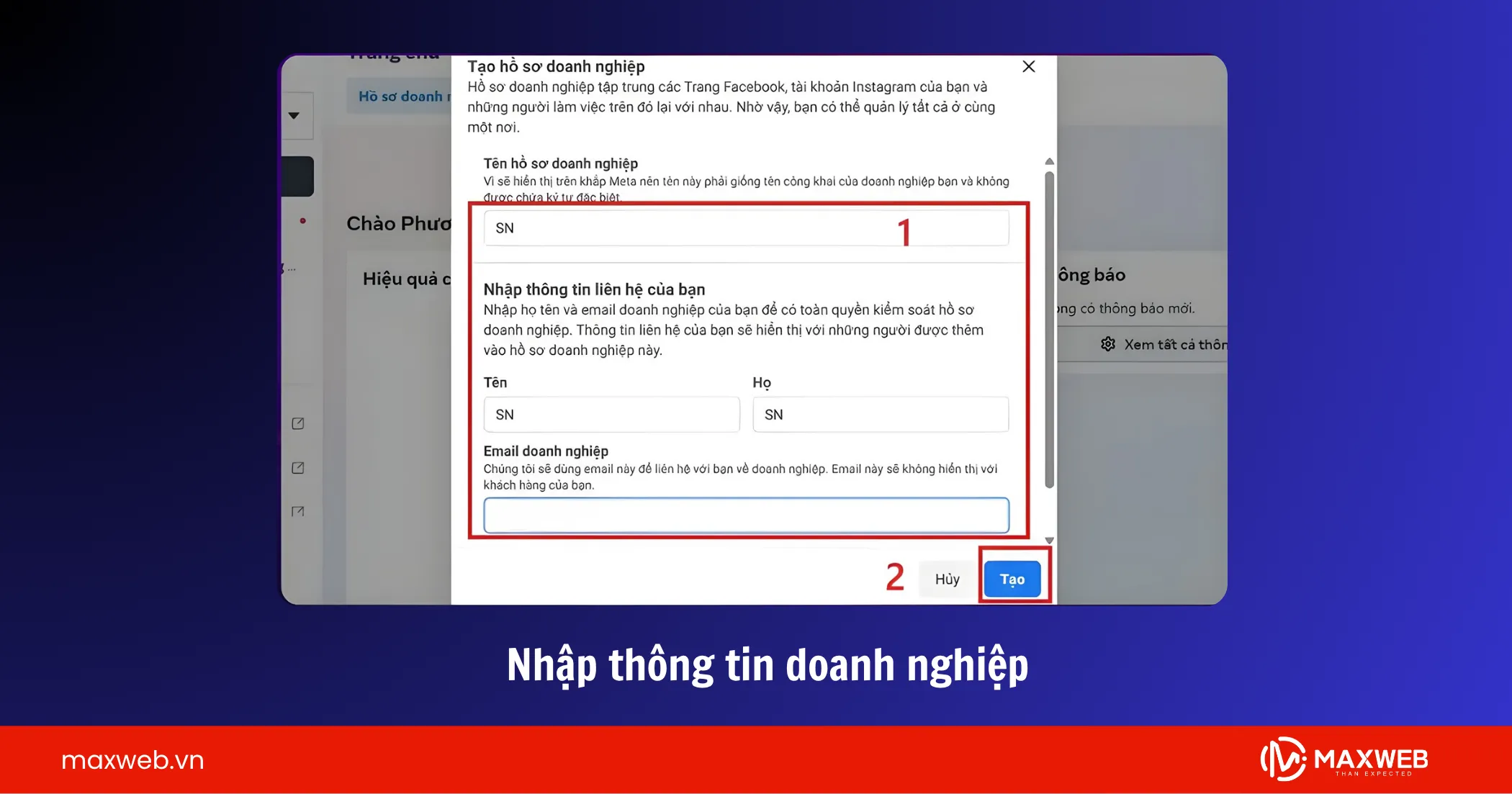 Nhập thông tin doanh nghiệp
