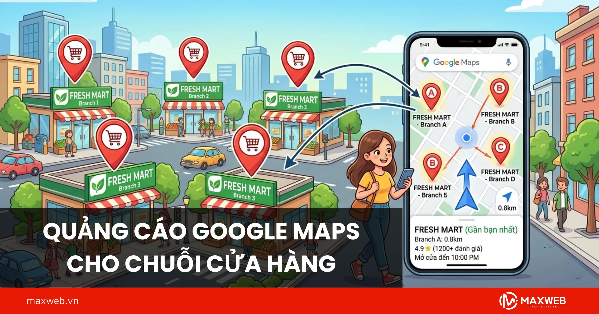 Quảng cáo Google Map cho chuỗi cửa hàng nhiều chi nhánh