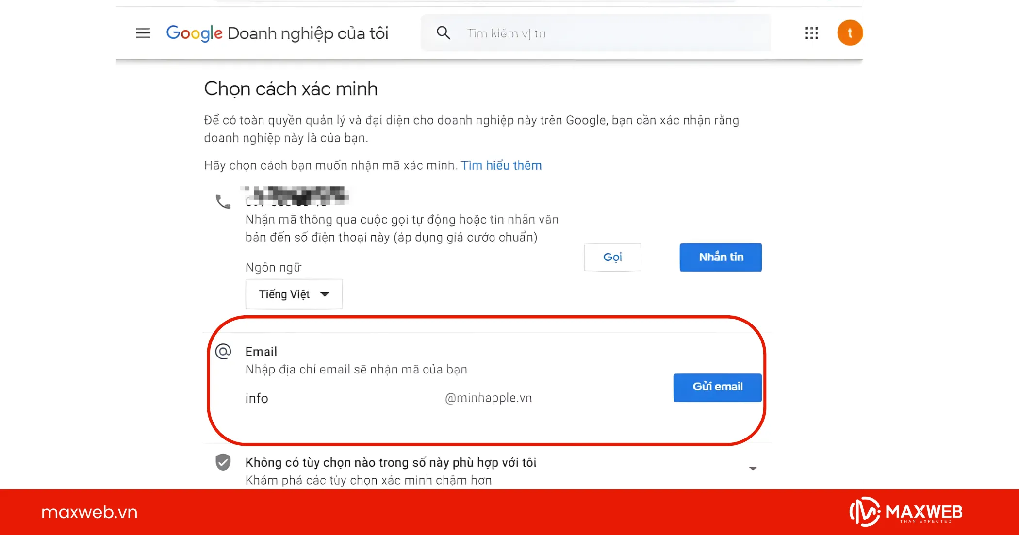 Doanh nghiệp xác minh qua Email