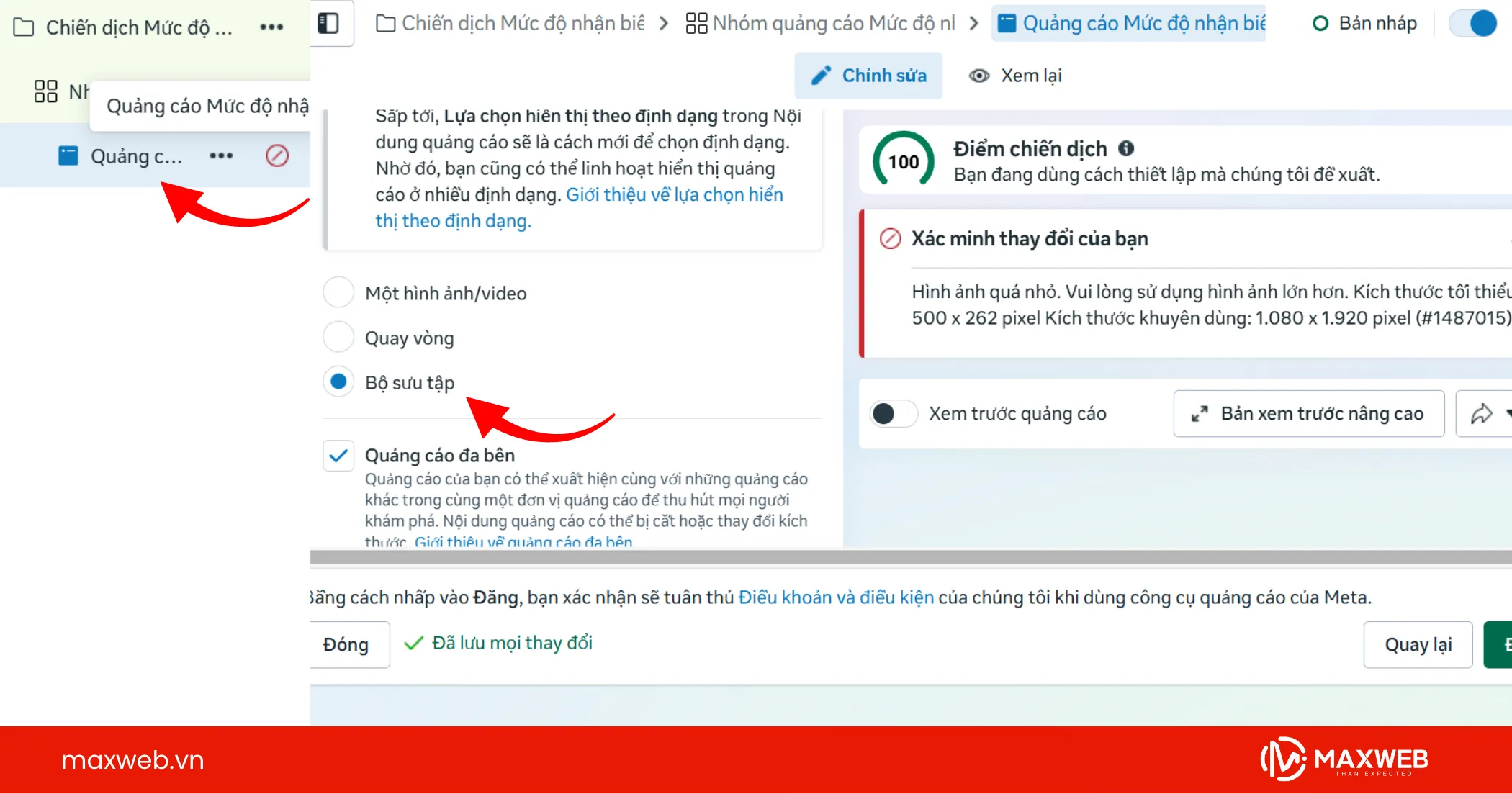 Chọn định dạng Collection