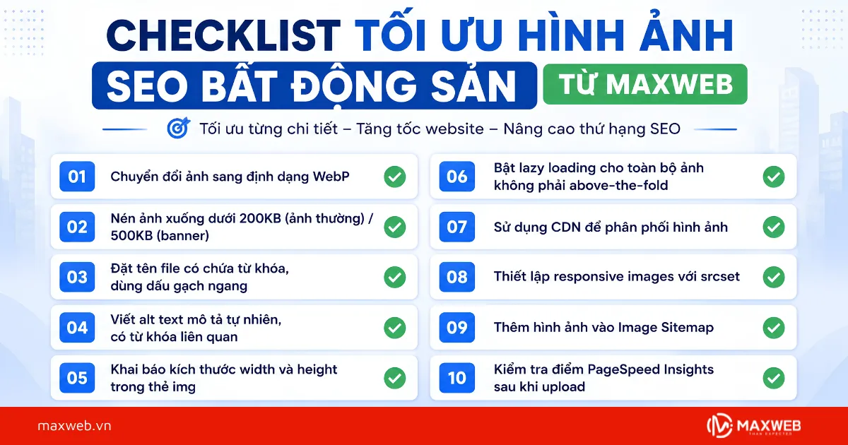 Checklist Tối Ưu Hình Ảnh SEO Bất Động Sản Từ Maxweb