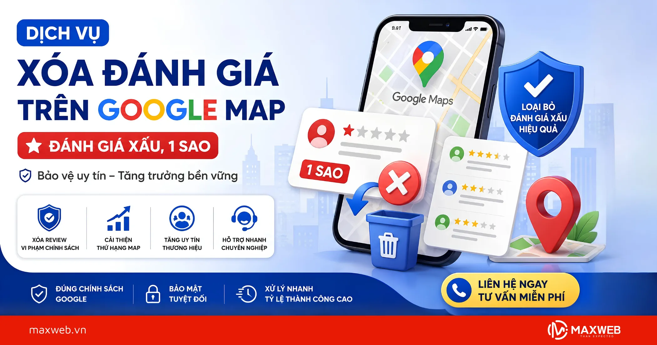 Dịch Vụ Xóa Đánh Giá Trên Google Map | Gỡ Đánh Giá Xấu, 1 Sao