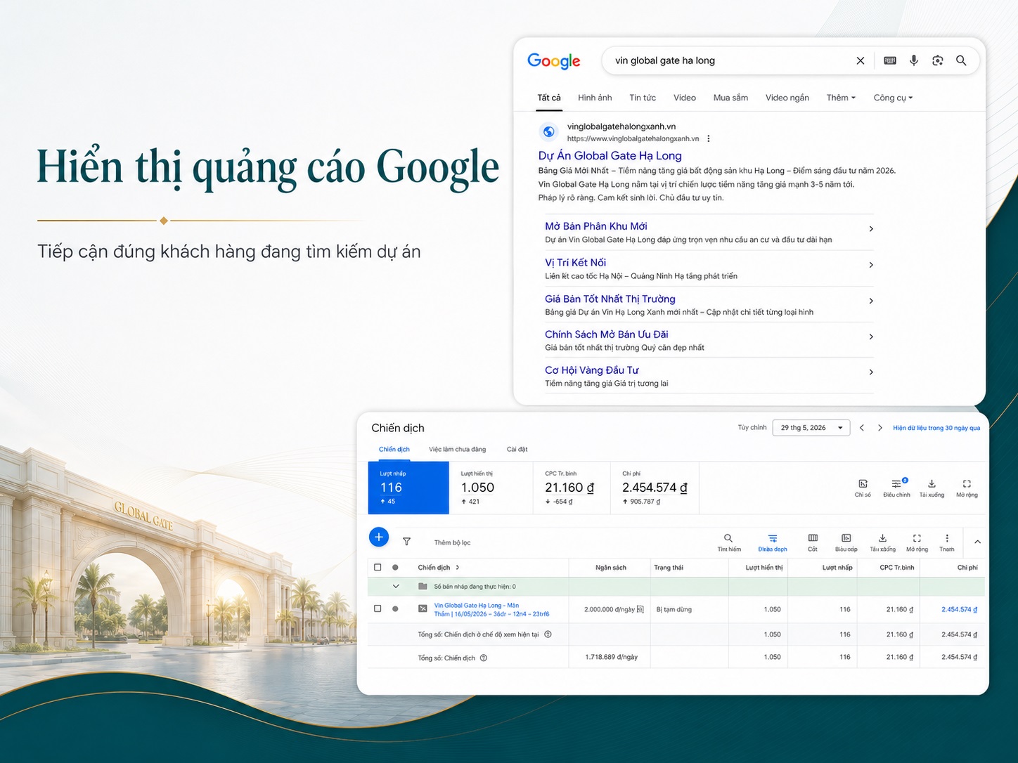 Hiển thị quảng cáo Google Ads Vinhomes Global Gate Hạ Long
