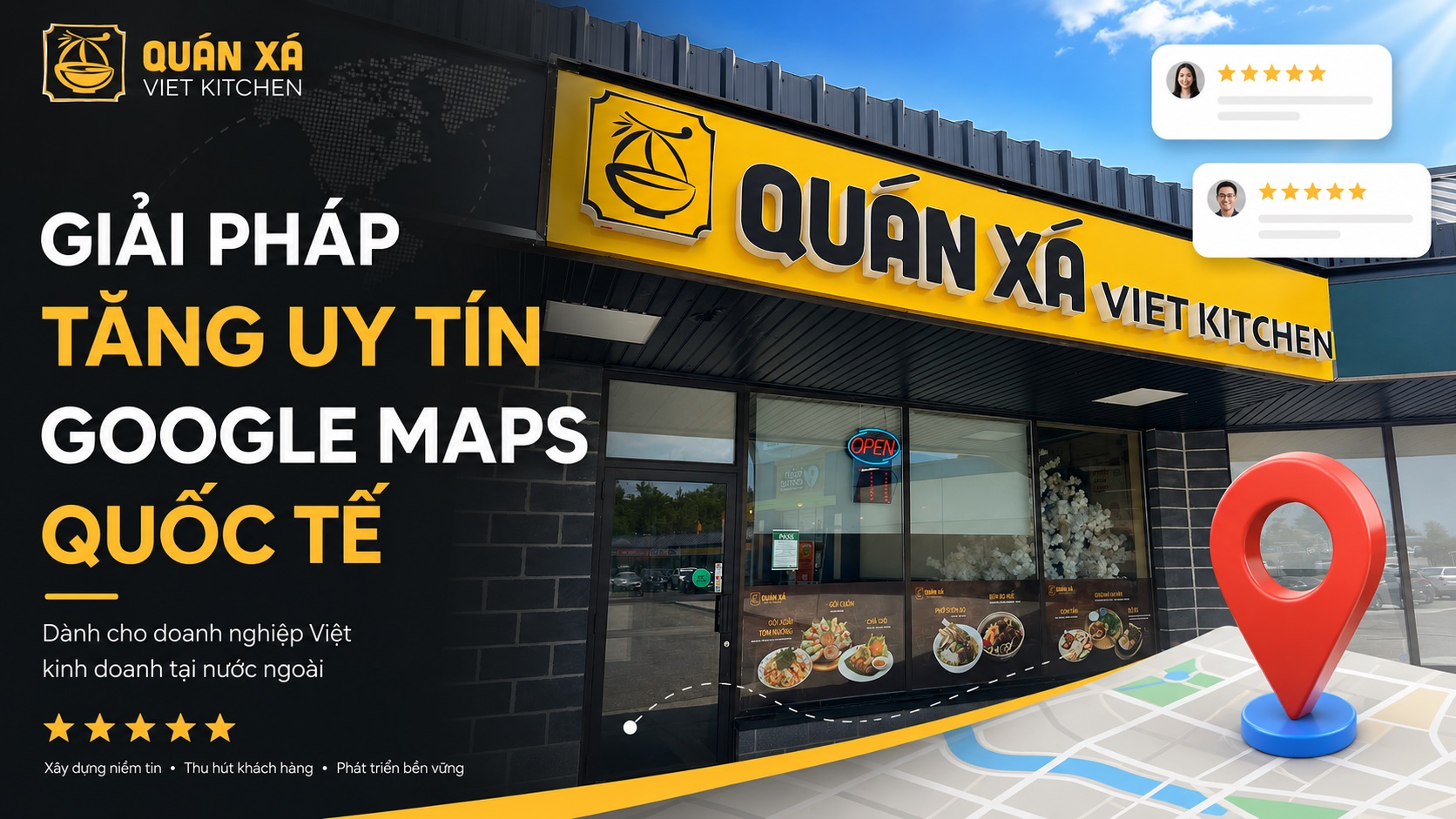 Tăng đánh giá 5 sao Map Quán Xá Viet Kitchen ở Canada