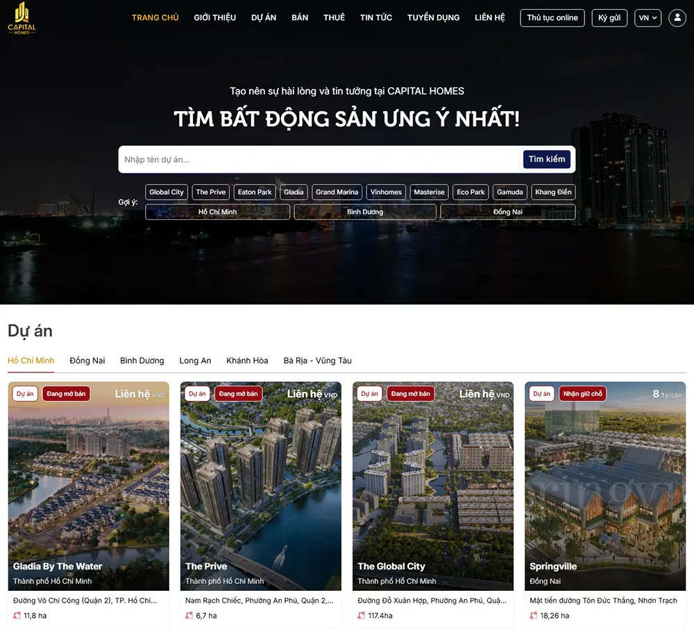 thiết kế website bất động sản chuyên nghiệp