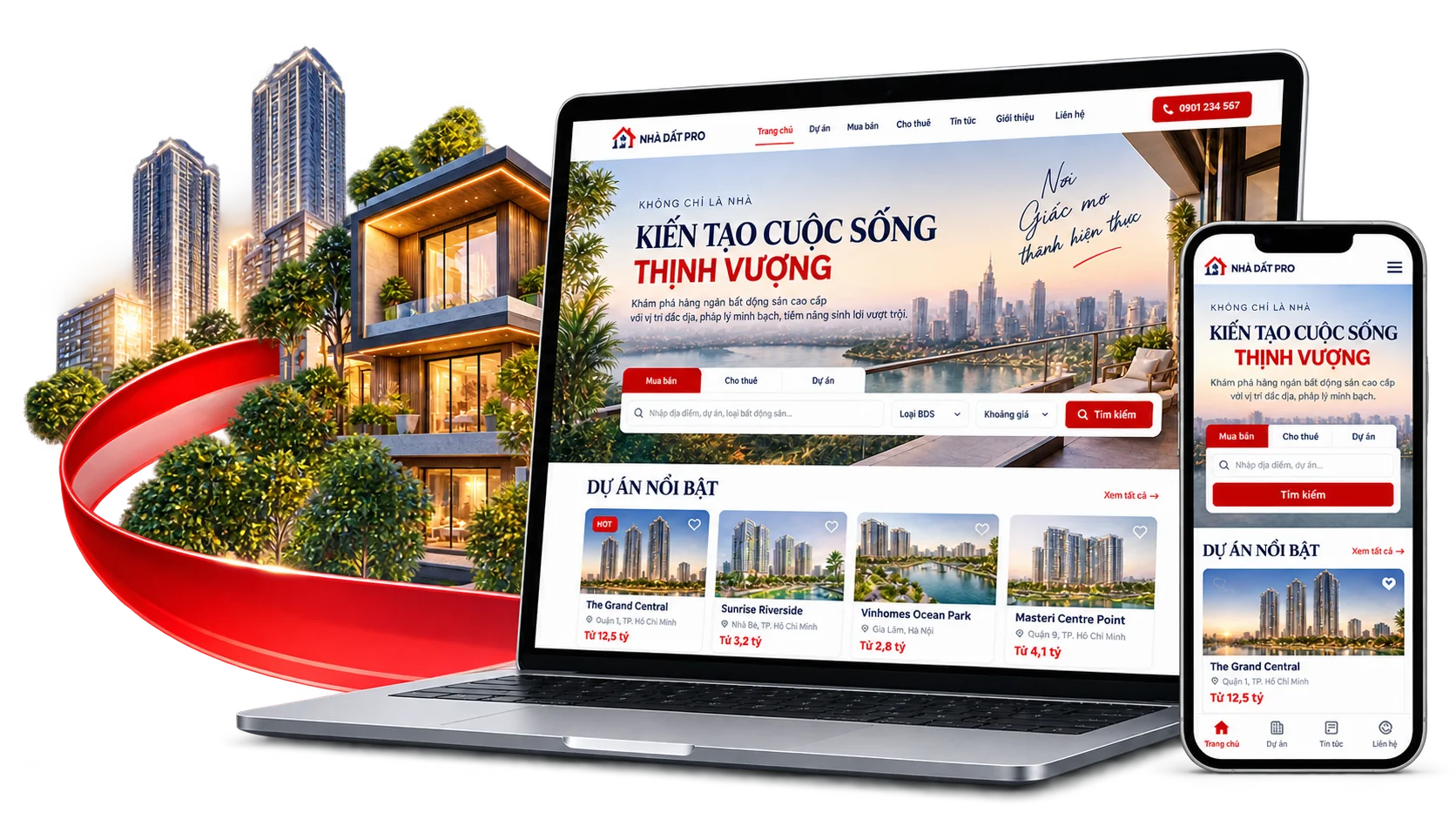 Mẫu website bất động sản nhiều dự án