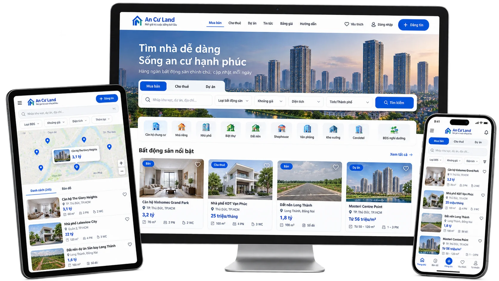 Mẫu website đăng tin môi giới bất động sản