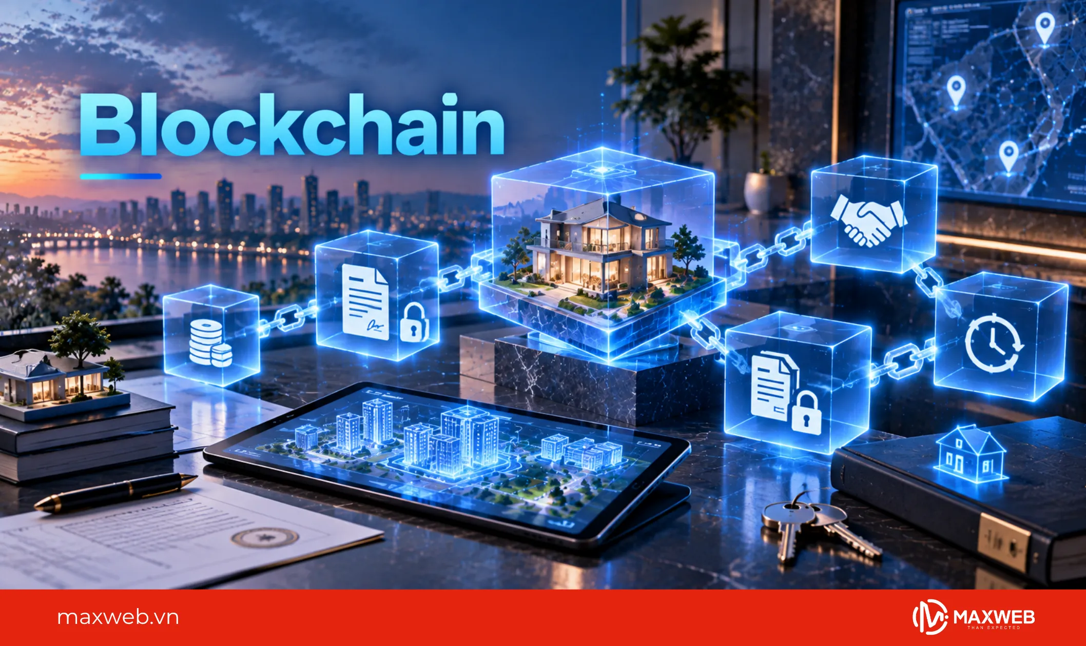 blockchain lưu trữ dữ liệu theo chuỗi khối và có cơ chế xác thực giữa nhiều bên tham gia