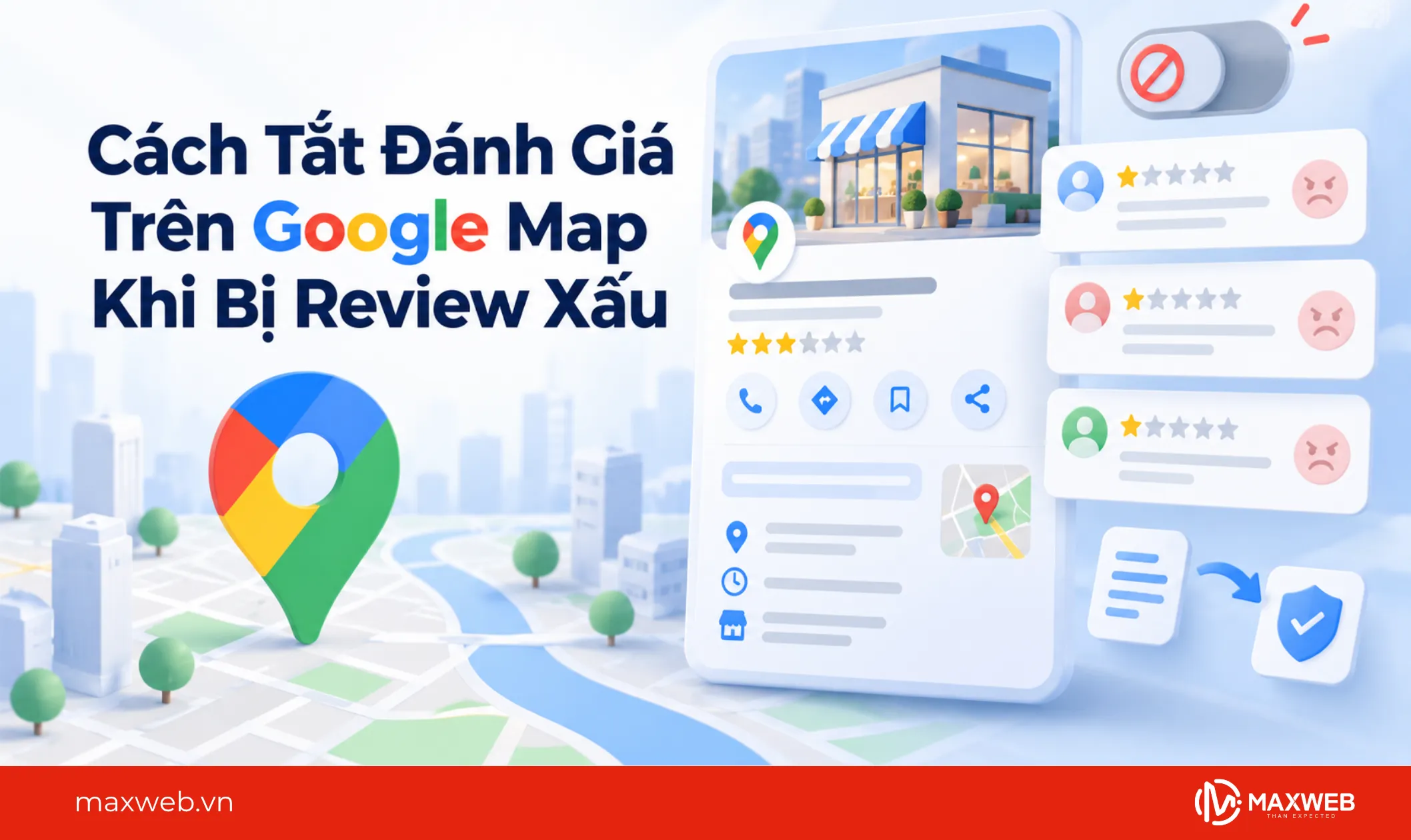 cách tắt đánh giá trên google map