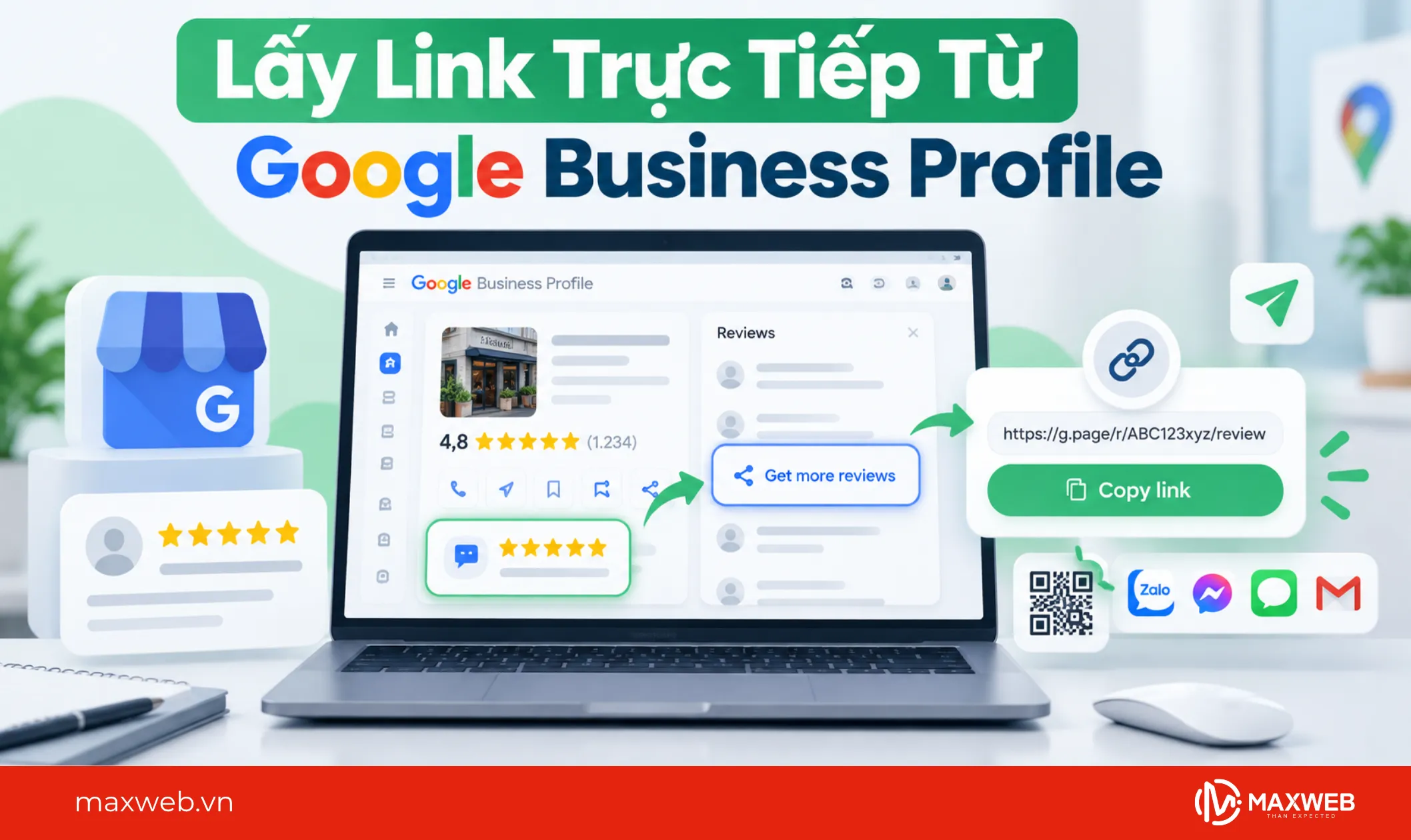 lấy link trực tiếp từ google business profile