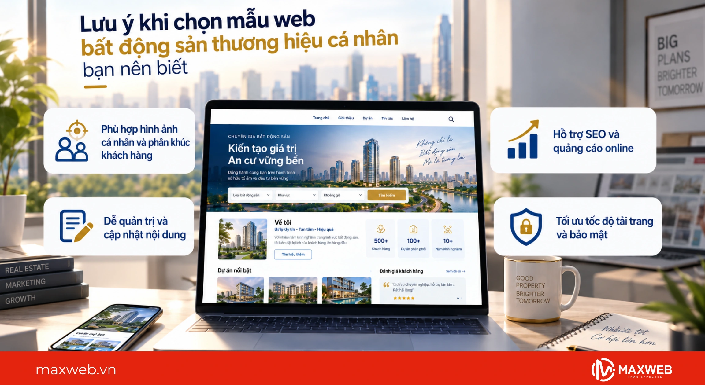 Lưu ý khi chọn mẫu web bất động sản thương hiệu cá nhân
