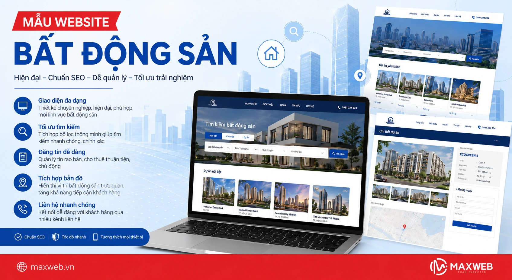 Tổng hợp các mẫu website bất động sản hiện đại, chuẩn SEO