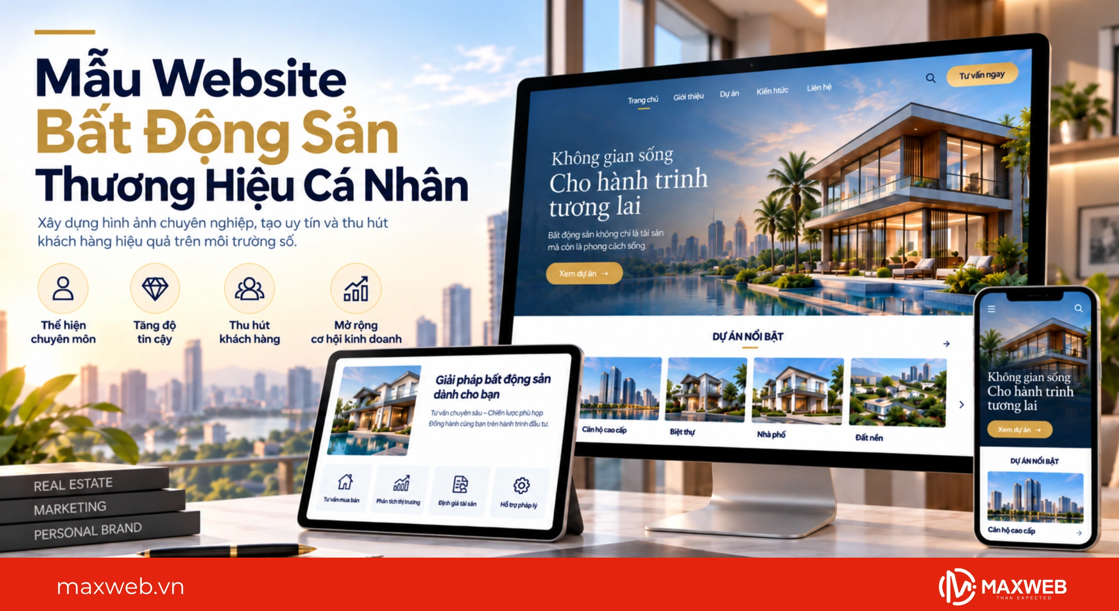 Mẫu website bất động sản thương hiệu cá nhân chuyên nghiệp