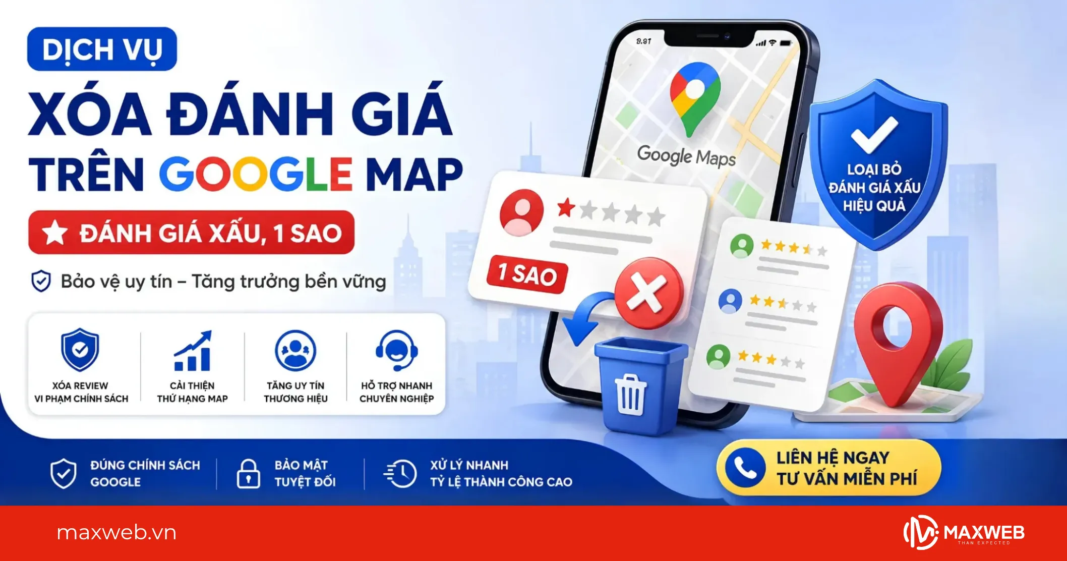 sử dụng dịch vụ xóa đánh giá trên google map