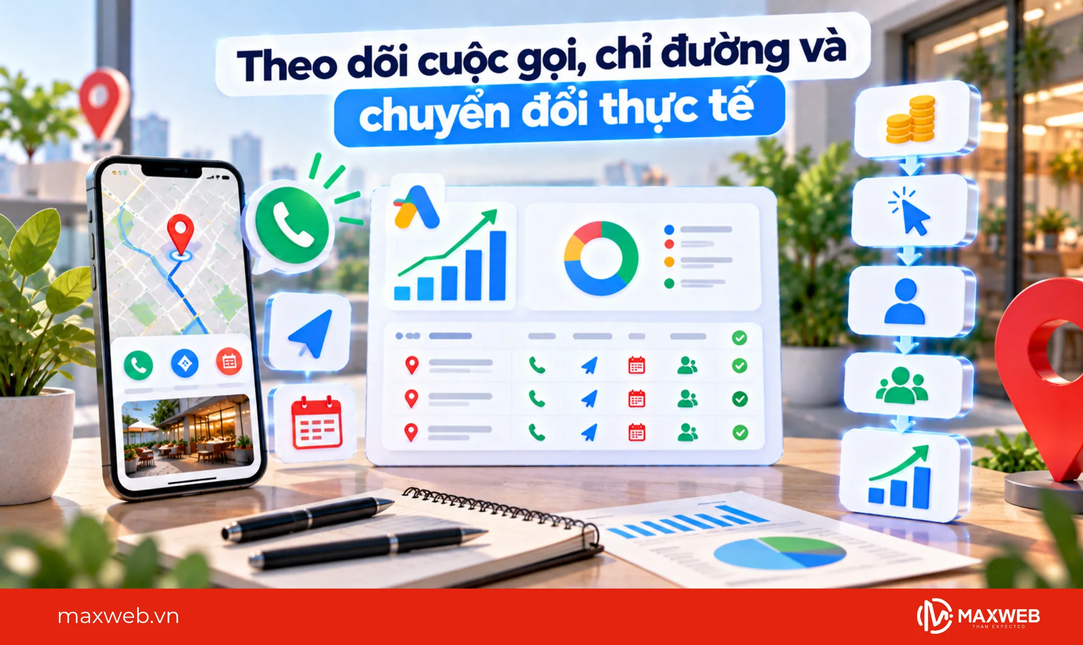 theo dõi cuộc gọi chỉ đường và chuyển đổi thực tế