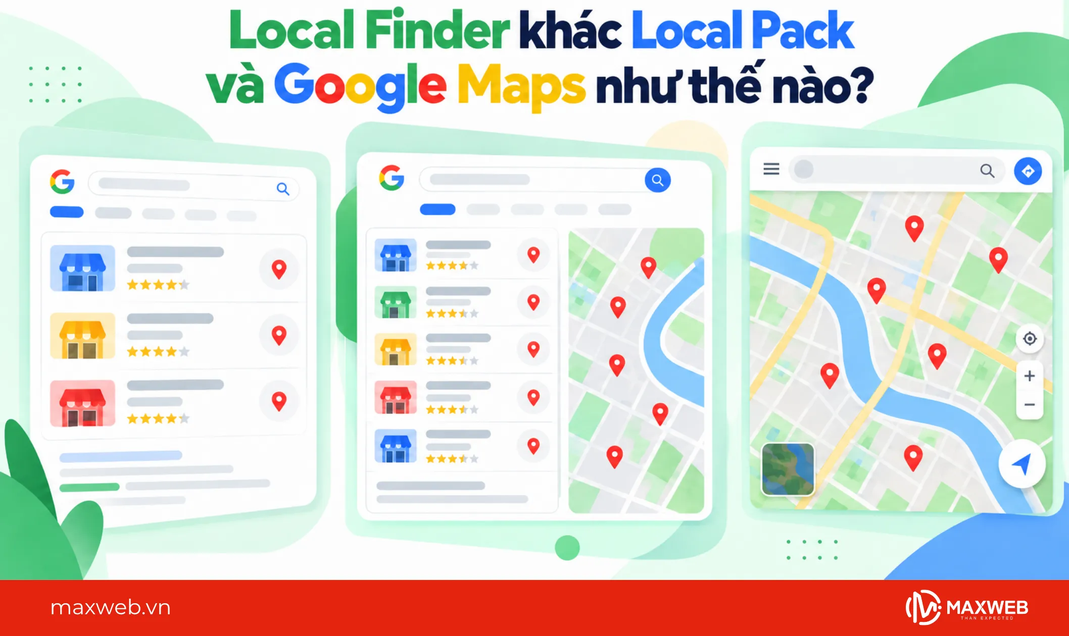 local finder khác local pack và google maps thế nào