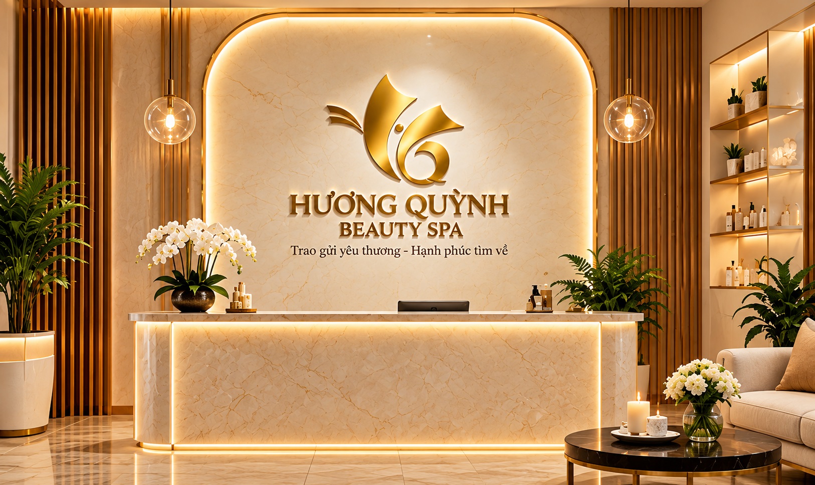 Thiết kế không gian đón khách Hương Quynh Beauty Spa