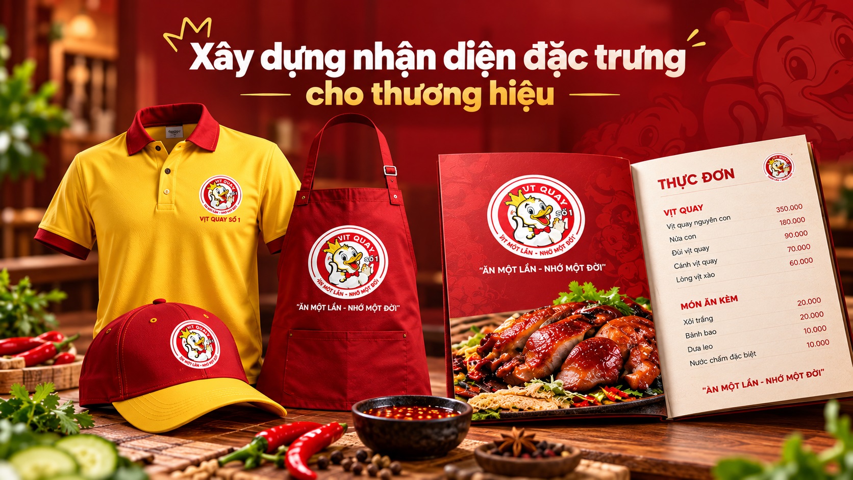 Xây dựng nhận diện đặc trưng cho thuong hiệu Vịt Quay Số 1